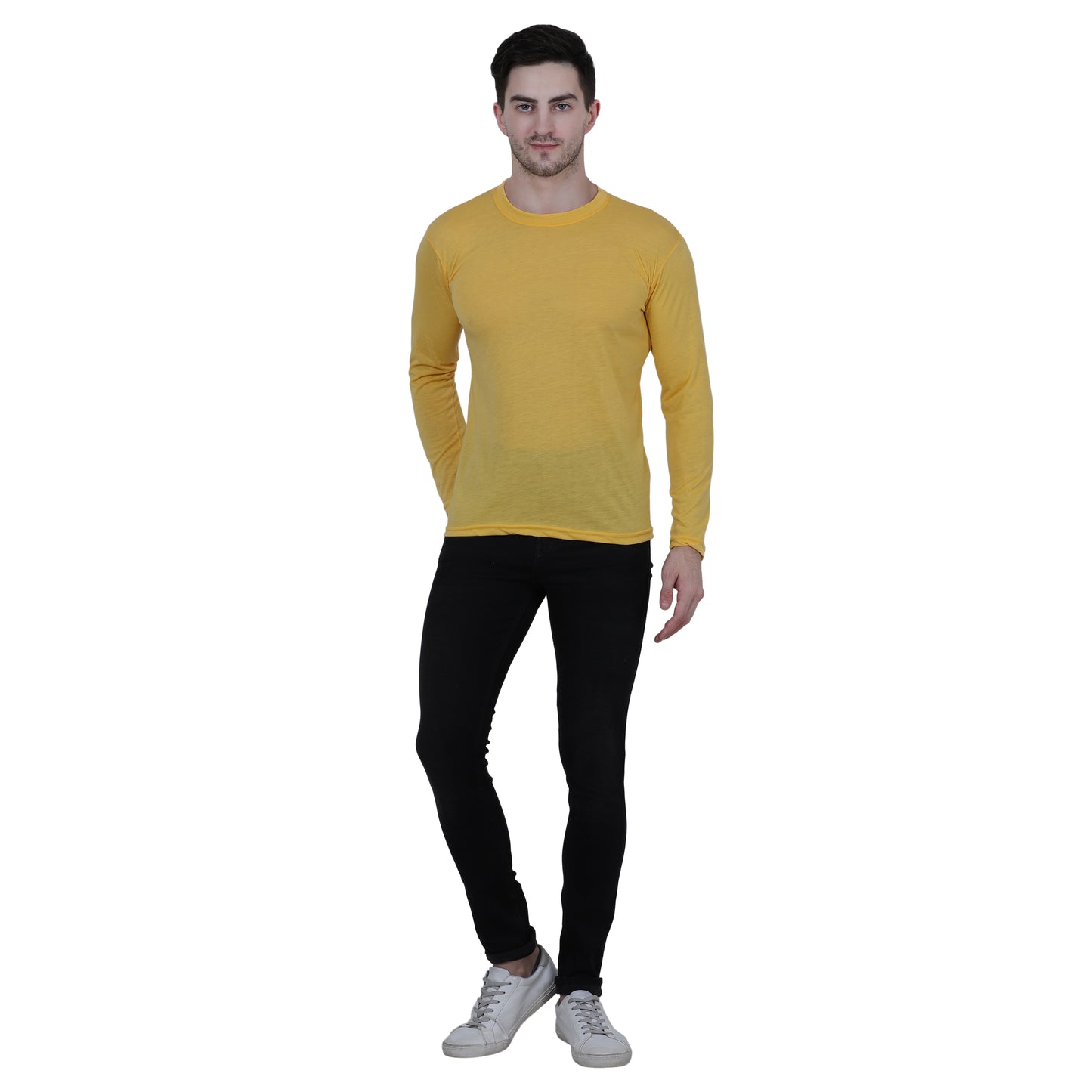 Cotton Blend Solid Full Sleeves Men's Stylish Tshirt