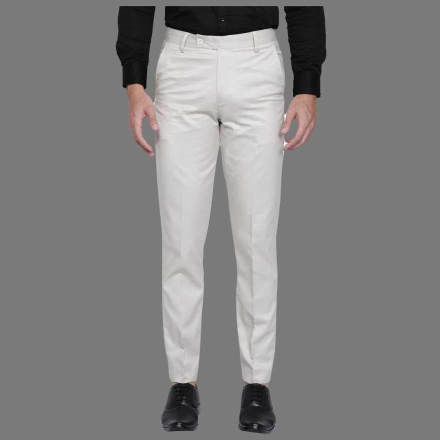 Lycra Blend Solid Regular Fit Mens Formal Trousers