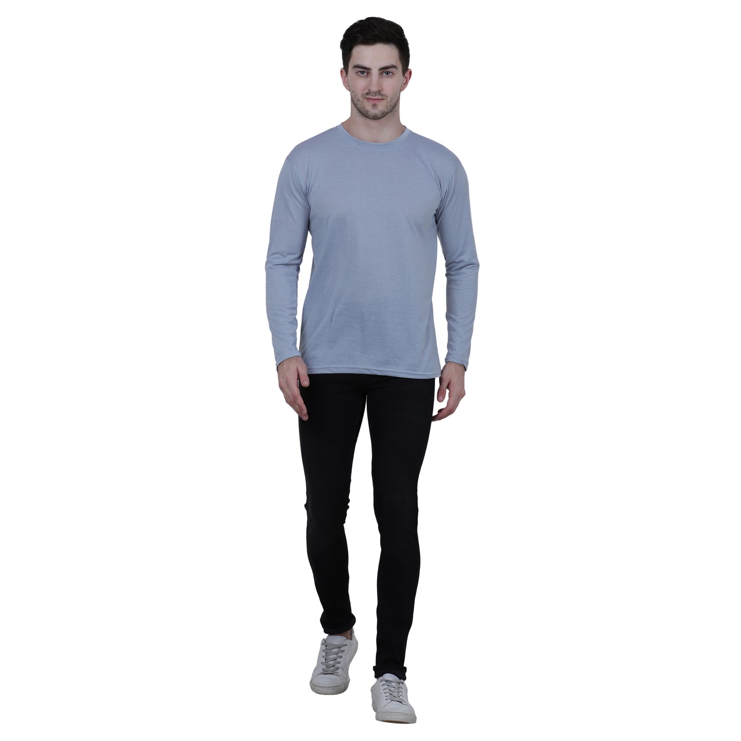 Cotton Blend Solid Full Sleeves Men's Stylish Tshirt