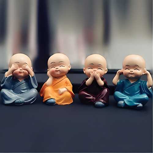 4 Monks Buddha Figurines , Multicolour