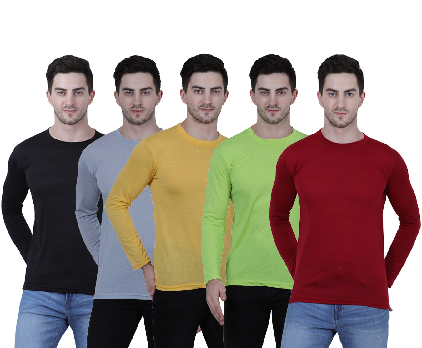 Cotton Full Sleeves Stylish Tshirt For Men's (Pack of 5)